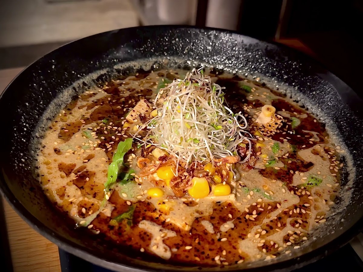 Bowl of miso ramen at Redwhite Boneless Ramen, Los Angeles