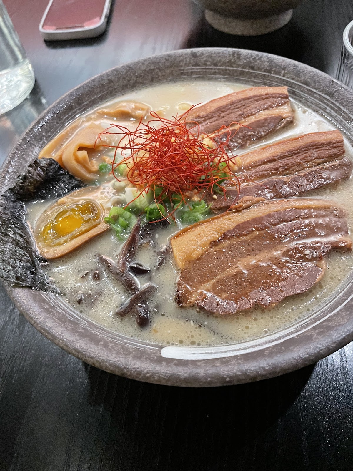 Bowl of tonkotsu ramen at Torraku Ramen, San Francisco