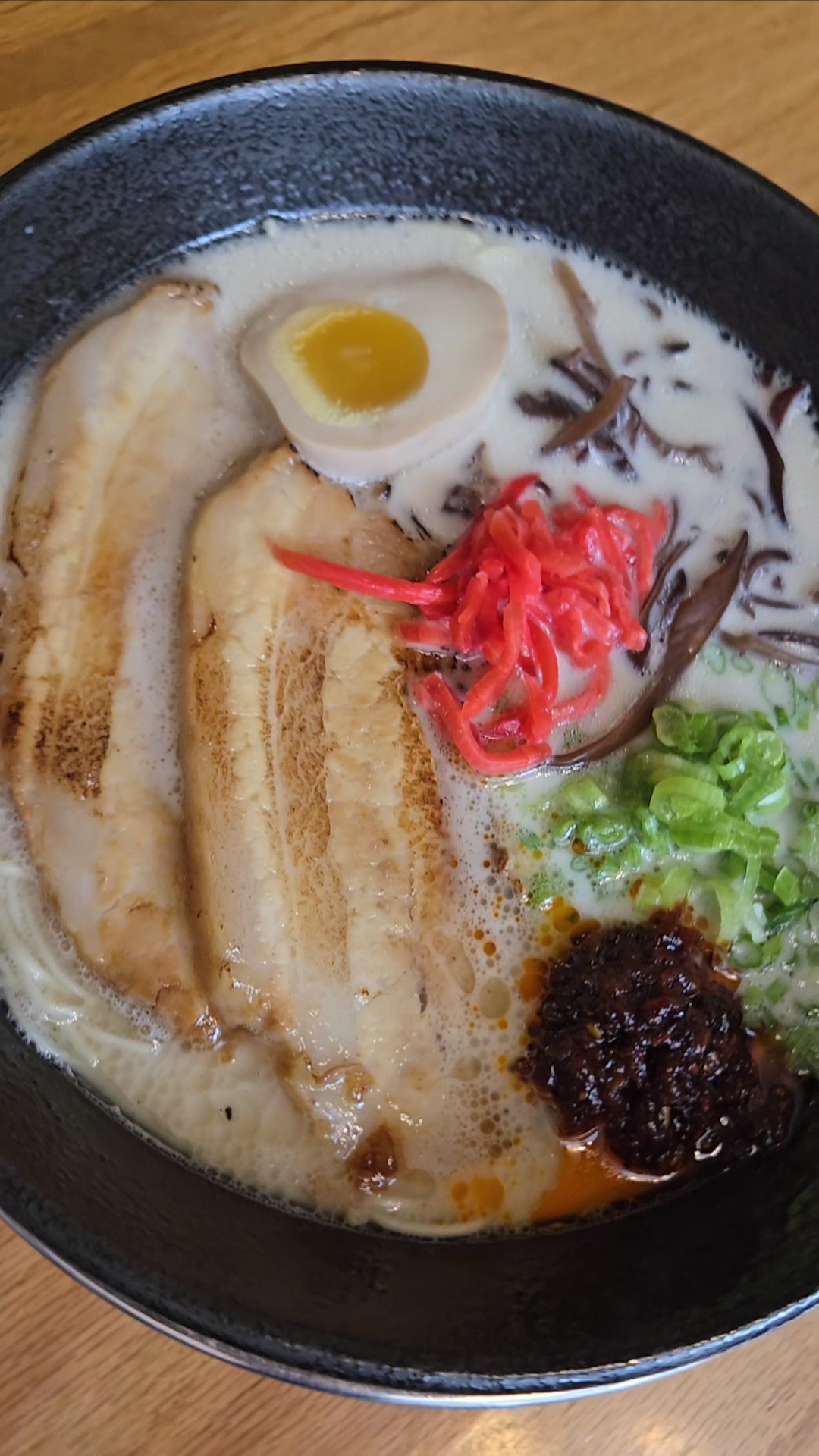 Bowl of tonkotsu ramen at The Ramen Butcher, Vancouver