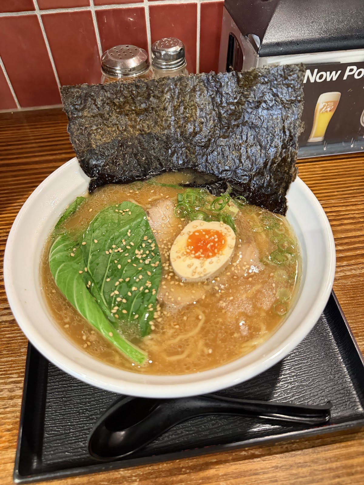 Bowl of tonkotsu ramen at Menya City Japanese Noodle Bar, Sydney