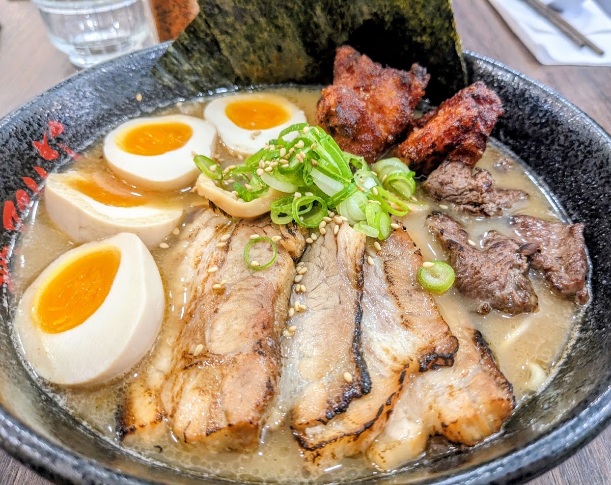 Bowl of tonkotsu ramen at Musoshin Ramen, Toronto