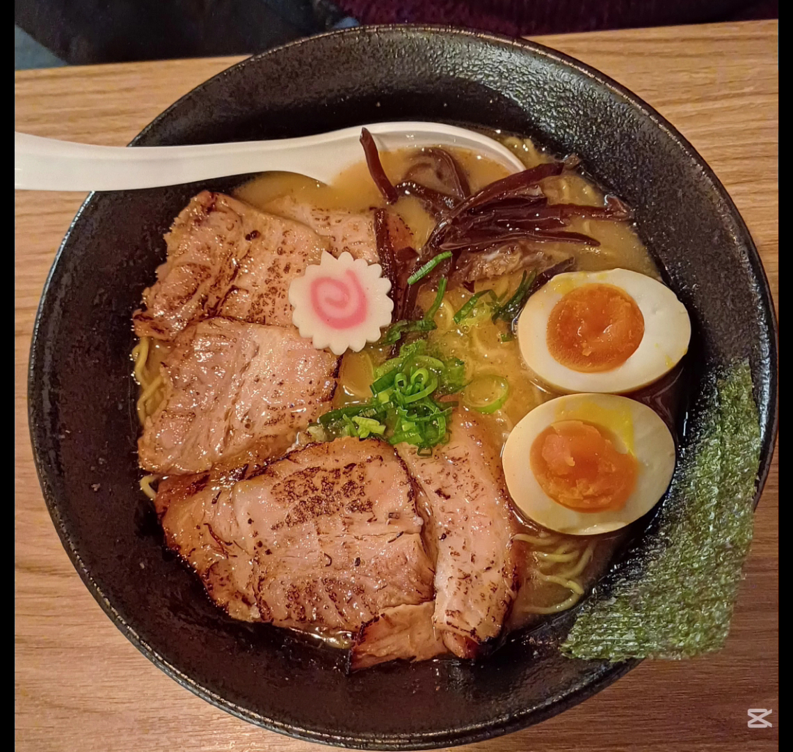 Bowl of shoyu ramen at Ramen Kotsu x Kotsu, Madrid
