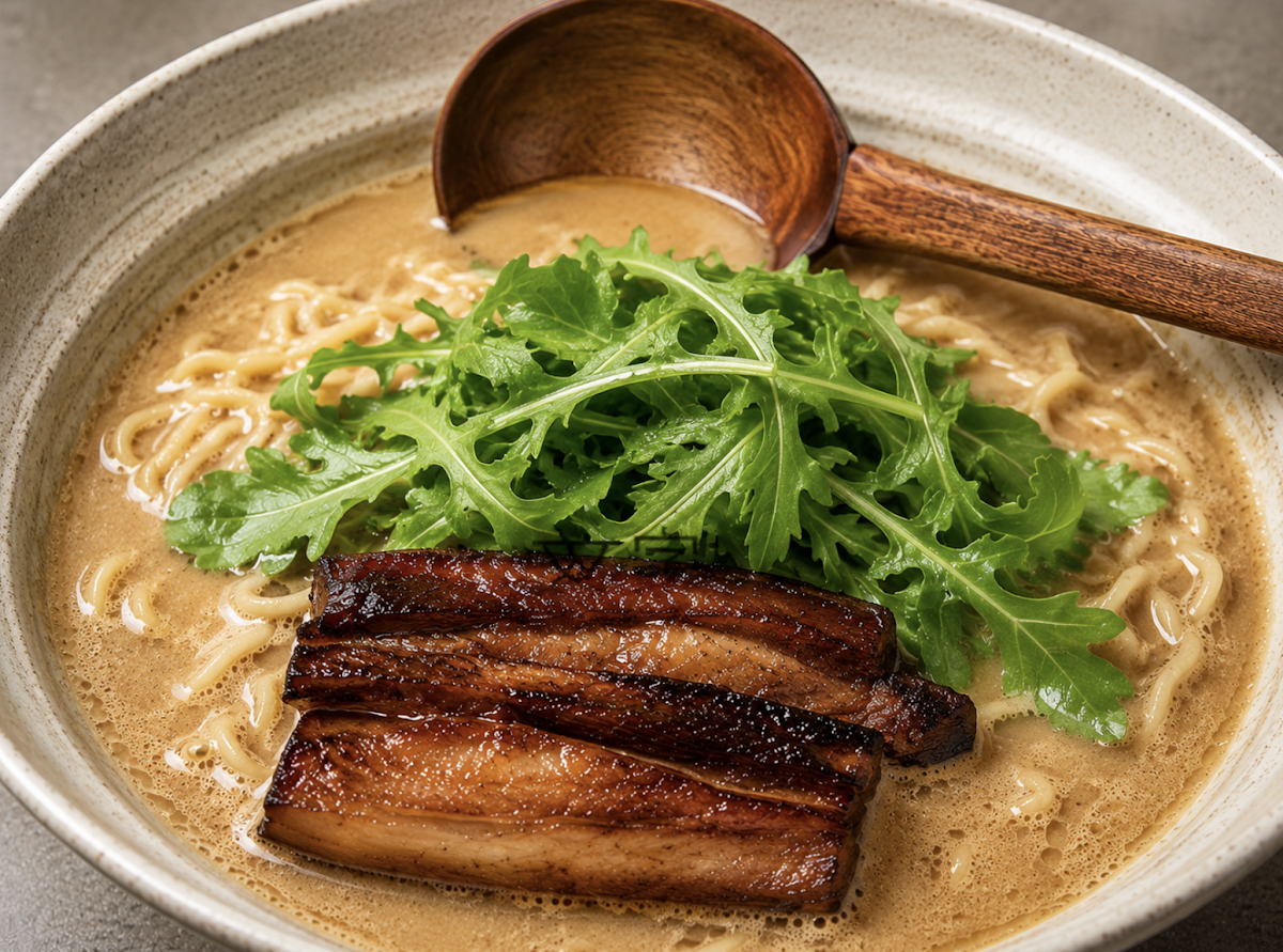 Bowl of tonkotsu ramen at Zen Ramen & Sushi, New York