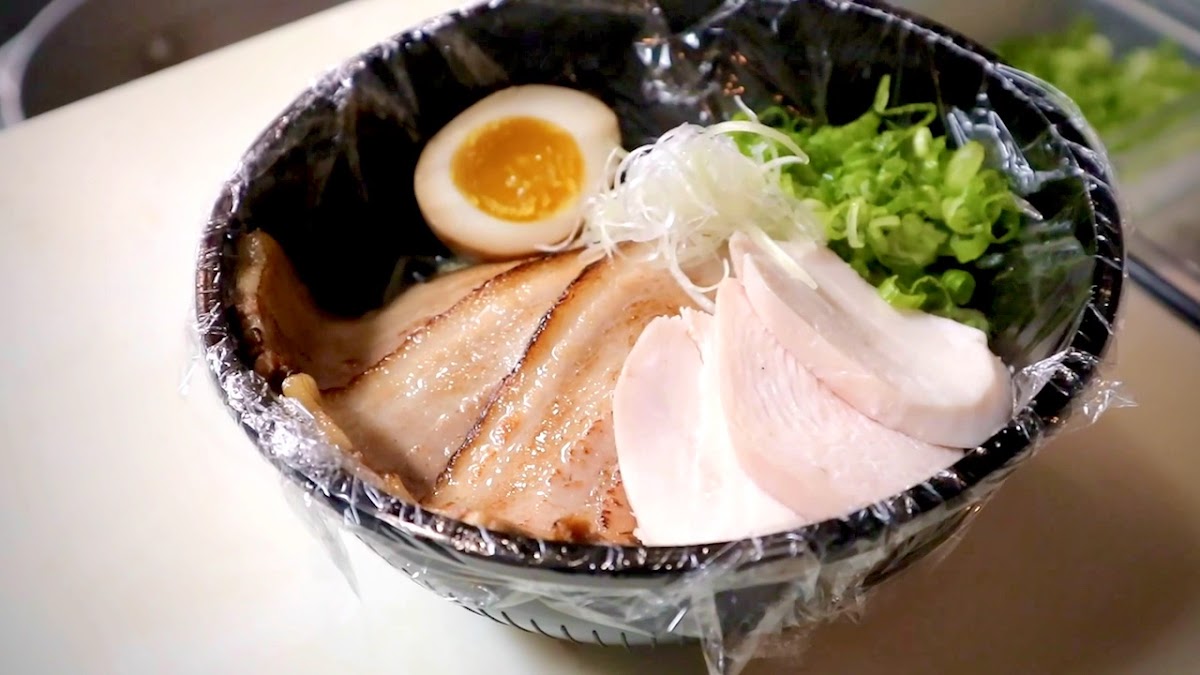 Bowl of tonkotsu ramen at Menya Raizo by Zakkushi, Vancouver